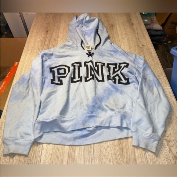 PINK Victoria's Secret Tops - Victoria’s Secret pink tie dye hoodie sweatshirt